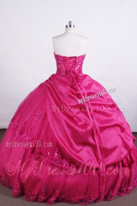 Beading Decorate Bodice Fuchsia Dresses 15 with Appliqued Hemline